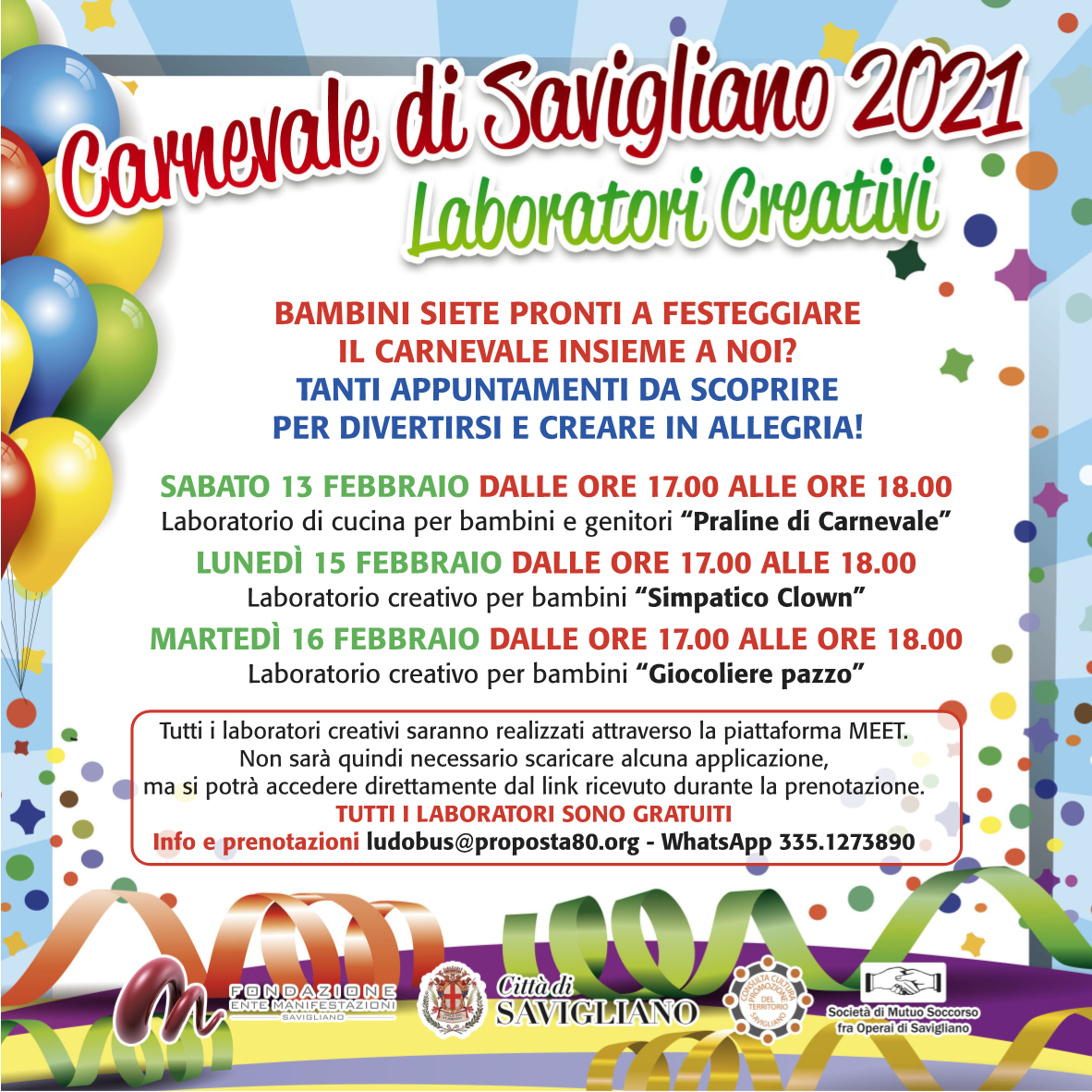 Laboratori online Carnevale 2021